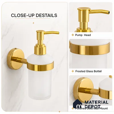 Liquid Soap Dispenser 9308-LSD Toucan Gold Finish SS 304 | 5 Years Warranty