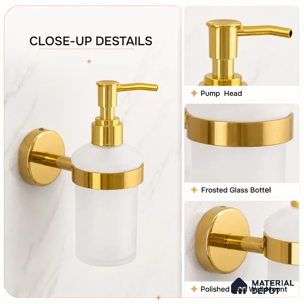 Liquid Soap Dispenser 9308-LSD Toucan Gold Finish SS 304 | 5 Years Warranty