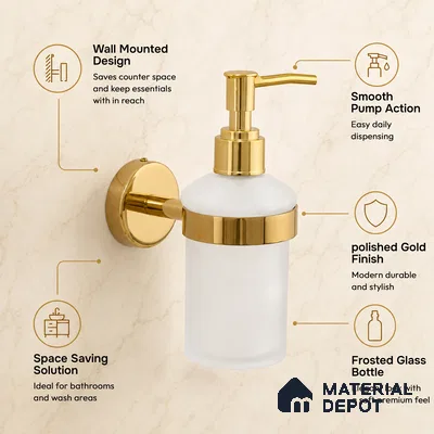 Liquid Soap Dispenser 9308-LSD Toucan Gold Finish SS 304 | 5 Years Warranty