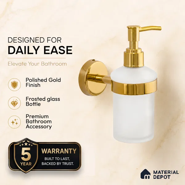 Liquid Soap Dispenser 9308-LSD Toucan Gold Finish SS 304 | 5 Years Warranty
