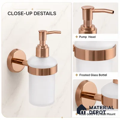 Liquid Soap Dispenser 9308-LSD Toucan Rose Gold Finish SS 304 | 5 Years Warranty