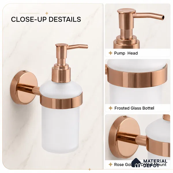 Liquid Soap Dispenser 9308-LSD Toucan Rose Gold Finish SS 304 | 5 Years Warranty