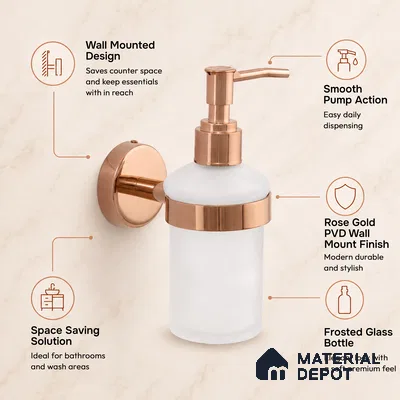 Liquid Soap Dispenser 9308-LSD Toucan Rose Gold Finish SS 304 | 5 Years Warranty