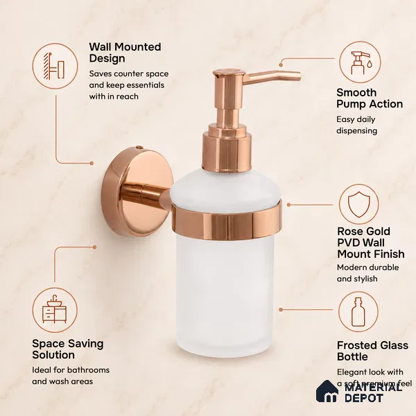 Liquid Soap Dispenser 9308-LSD Toucan Rose Gold Finish SS 304 | 5 Years Warranty