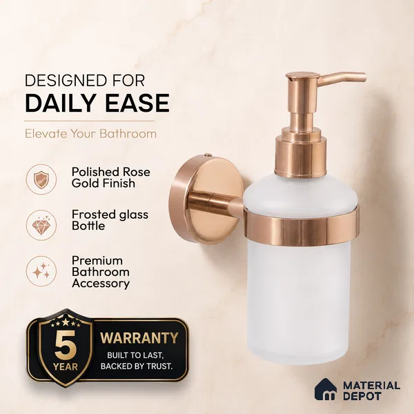 Liquid Soap Dispenser 9308-LSD Toucan Rose Gold Finish SS 304 | 5 Years Warranty