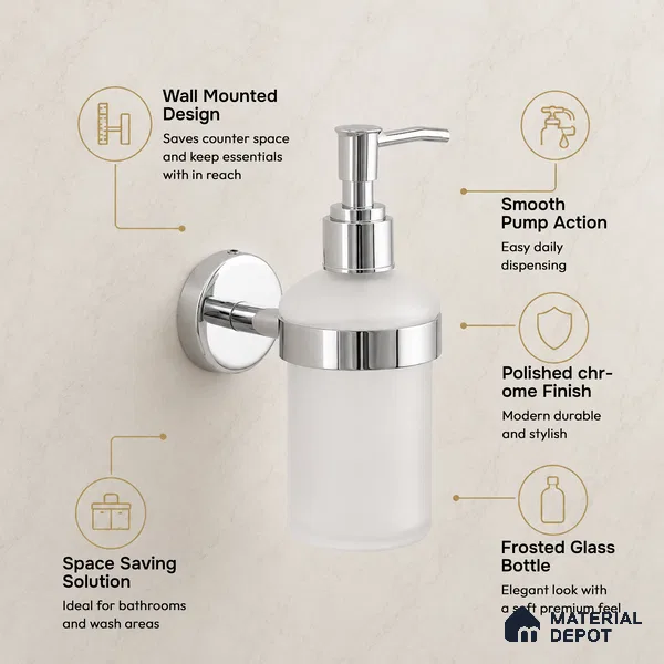 Liquid Soap Dispenser 9308-LSD Toucan Chrome Finish SS 304 | 5 Years Warranty