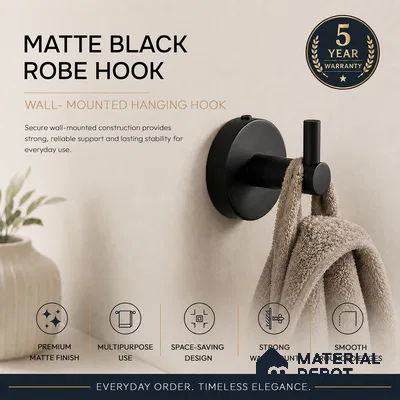 Rob Hook 9306-RH Toucan Black Matt Finish SS 304 | 5 Years Warranty