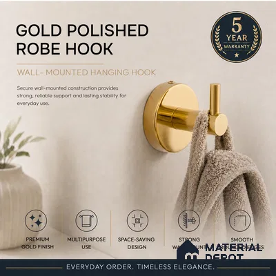 Rob Hook 9306-RH Toucan Gold Finish SS 304 | 5 Years Warranty