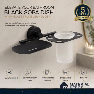 Soap Dish with Tumbler Holder 9507-TH Toucan Black Matt Finish SS 304 | 5 Years Warranty