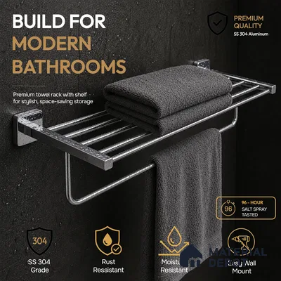 Towel Rack 9101-TWR Robiee Chrome Finish SS 304 | 5 Years Warranty