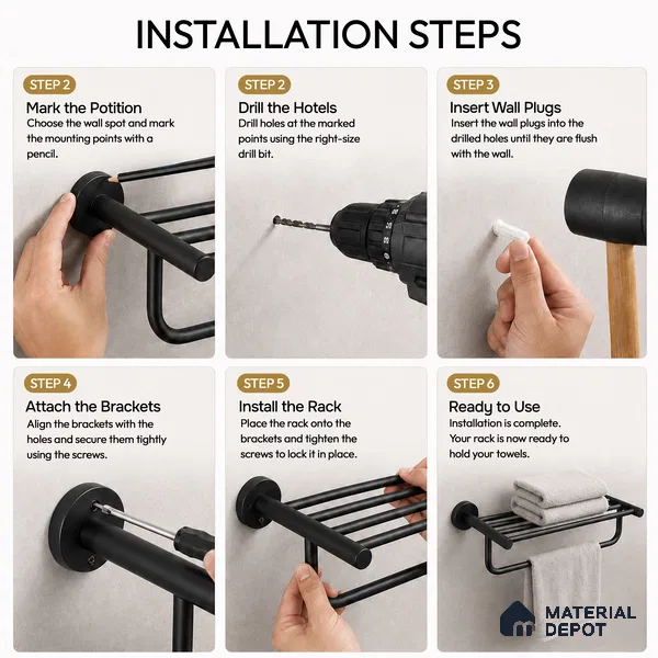 Towel Rack 9301-TWR Toucan Black Matt Finish SS 304 | 5 Years Warranty