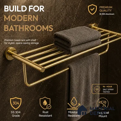 Towel Rack 9301-TWR Toucan Gold Finish SS 304 | 5 Years Warranty