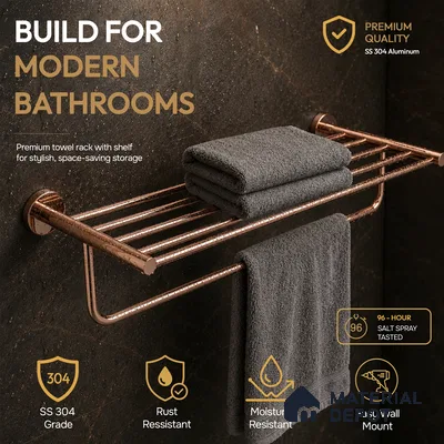 Towel Rack 9301-TWR Toucan Rose Gold Finish SS 304 | 5 Years Warranty