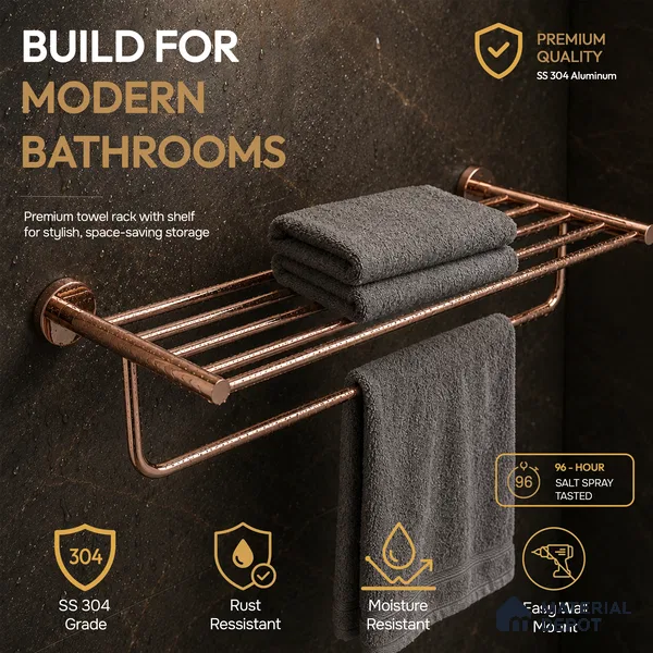 Towel Rack 9301-TWR Toucan Rose Gold Finish SS 304 | 5 Years Warranty