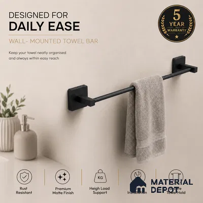 Towel Rod 9102-TRD Robiee Black Matt Finish SS 304 | 5 Years Warranty