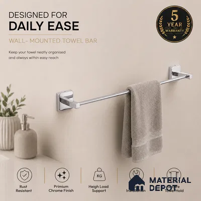 Towel Rod 9102-TRD Robiee Chrome Finish SS 304 | 5 Years Warranty