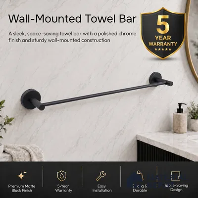 Towel Rod 9302-TRD Toucan Black Matt Finish SS 304 | 5 Years Warranty