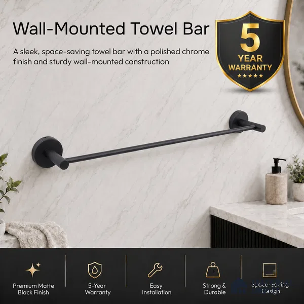 Towel Rod 9302-TRD Toucan Black Matt Finish SS 304 | 5 Years Warranty
