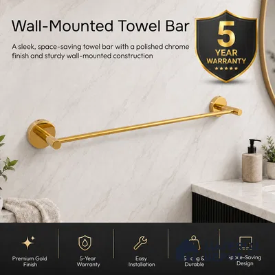 Towel Rod 9302-TRD Toucan Gold Finish SS 304 | 5 Years Warranty