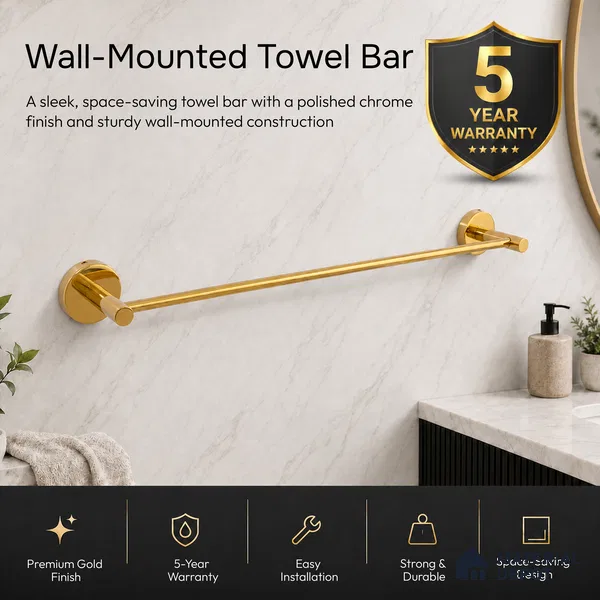 Towel Rod 9302-TRD Toucan Gold Finish SS 304 | 5 Years Warranty