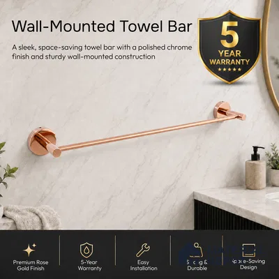 Towel Rod 9302-TRD Toucan Rose Gold Finish SS 304 | 5 Years Warranty