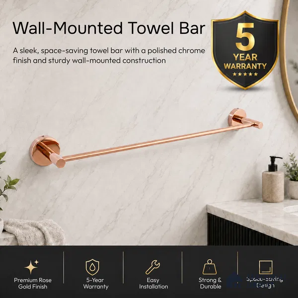 Towel Rod 9302-TRD Toucan Rose Gold Finish SS 304 | 5 Years Warranty