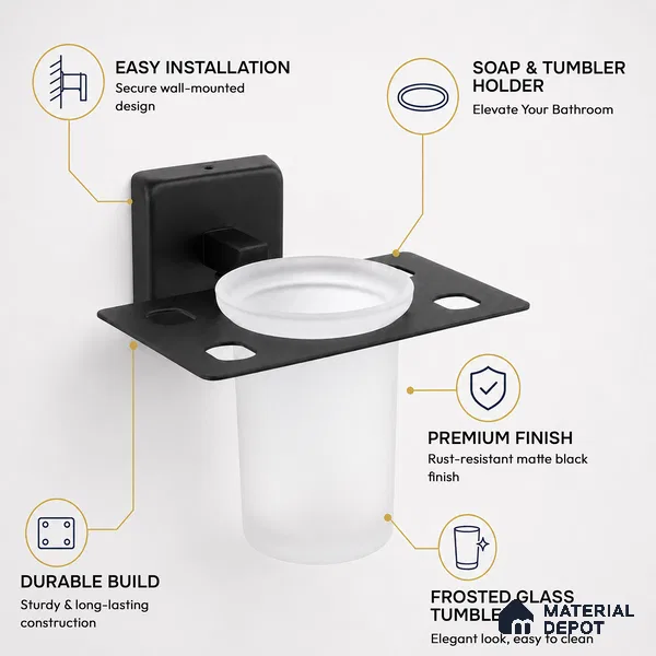 Tumbler Holder 9107-TH Robiee Black Matt Finish SS 304 | 5 Years Warranty