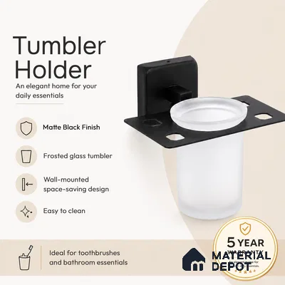 Tumbler Holder 9107-TH Robiee Black Matt Finish SS 304 | 5 Years Warranty