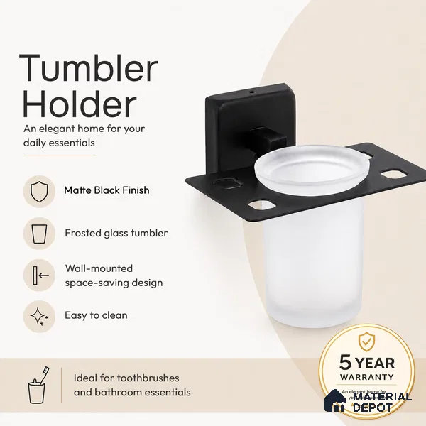 Tumbler Holder 9107-TH Robiee Black Matt Finish SS 304 | 5 Years Warranty