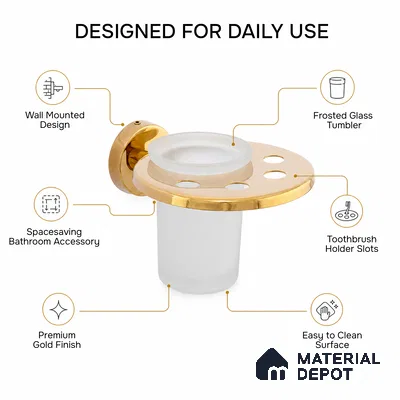 Tumbler Holder 9307-TH Toucan Gold Finish SS 304 | 5 Years Warranty