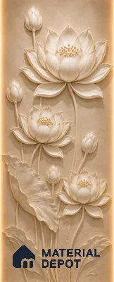 Lotus Garden 3D Decorative Wall 7 ft x 3 ft CNC Made HDHMR Panel - 50 mm