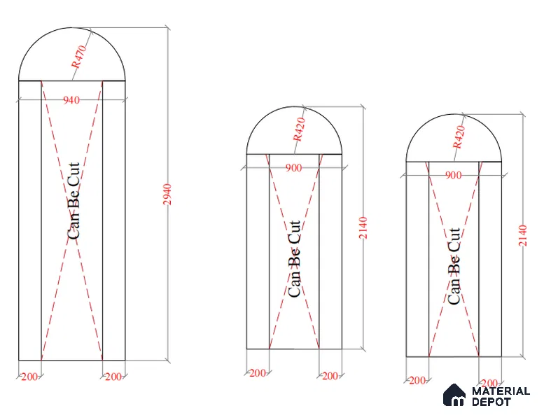 Forest Arch Groove Wall 7.11 ft x 2.95 ftHDHMR Panel - 17 mm (It consists 6 panels (3 front and 3 back panels) among those wallpaper panel size is 9.8 ft length and 3.2 Width)