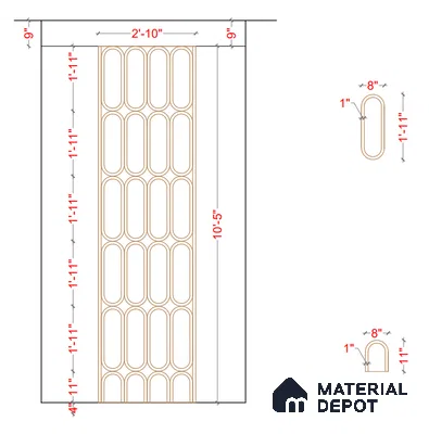 Modern Oval Grid Decorative 10 ft 5 inch x 2 ft 10 inch CNC Made HDHMR Panel - 25 mm