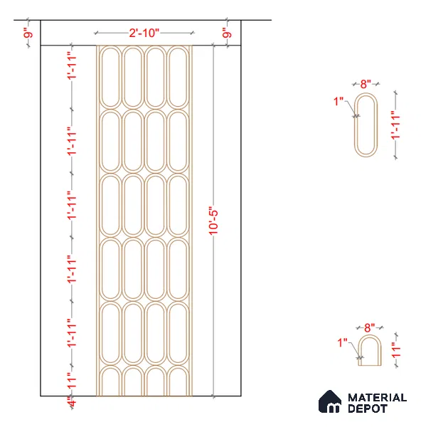 Modern Oval Grid Decorative 10 ft 5 inch x 2 ft 10 inch CNC Made HDHMR Panel - 25 mm