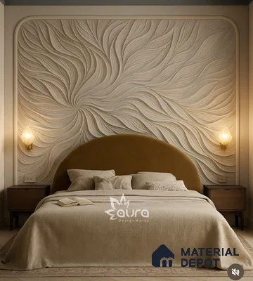 Sand Dune Curved Wall Design 5.8 ft x 7.8 ft CNC Made HDHMR Panel - 25 mm (Includes 12 mm Beading)