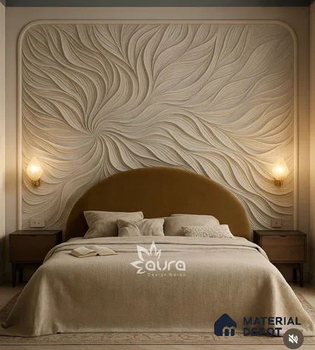 Sand Dune Curved Wall Design 5.8 ft x 7.8 ft CNC Made HDHMR Panel - 25 mm (Includes 12 mm Beading)