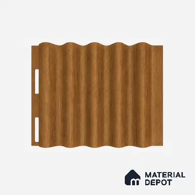 Oak Wood Ocre 10 ft x 0.45 ft (3060x140 mm) Pyramid Design Interior & Exterior Wall & Ceiling Panel - 14 mm | Suitable for Balcony, Facade & Open Area | Width is Subjected to 5% Variation