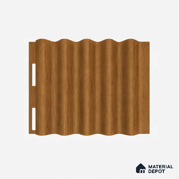 Oak Wood Ocre 10 ft x 0.45 ft (3060x140 mm) Pyramid Design Interior & Exterior Wall & Ceiling Panel - 14 mm | Suitable for Balcony, Facade & Open Area | Width is Subjected to 5% Variation