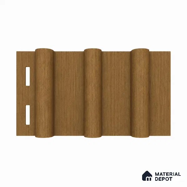 Oak Wood Ocre 10 ft x 0.6 ft (3060x180 mm) Arch Design Interior & Exterior Wall & Ceiling Panel - 17 mm | Suitable for Balcony, Facade & Open Area | Width is Subjected to 5% Variation