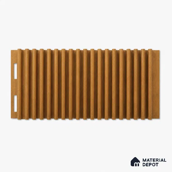 Oak Wood Ocre 10 ft x 0.68 ft (3060x208 mm) Curve Design Interior & Exterior Wall & Ceiling Panel - 10 mm | Suitable for Balcony, Facade & Open Area | Width is Subjected to 5% Variation