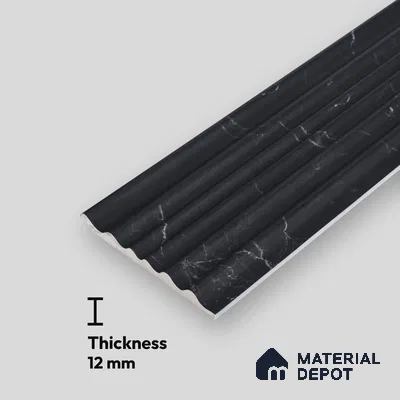 Black Marble Louver PN 00525 9.5 ft x 4.8 inch Charcoal Panel - 12 mm | Suitable for Feature Wall, TV Unit & Living Room | Width is Subjected to 5% Variation