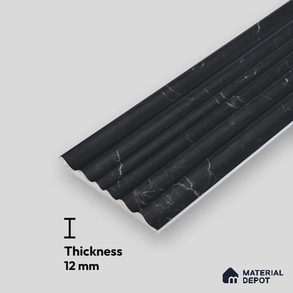 Black Marble Louver PN 00525 9.5 ft x 4.8 inch Charcoal Panel - 12 mm | Suitable for Feature Wall, TV Unit & Living Room | Width is Subjected to 5% Variation