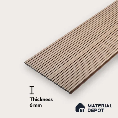 Brown Wooden Louver PN 00532 8 ft x 6.2 inch Charcoal Panel - 6 mm | Suitable for Feature Wall, TV Unit & Living Room | Width is Subjected to 5% Variation