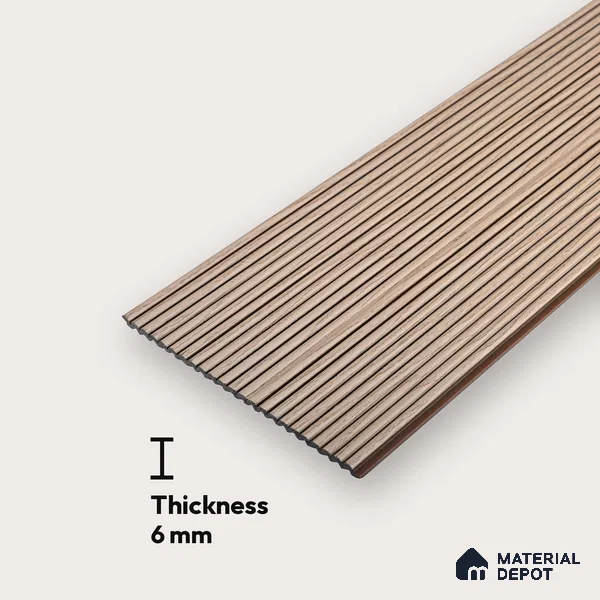 Brown Wooden Louver PN 00532 8 ft x 6.2 inch Charcoal Panel - 6 mm | Suitable for Feature Wall, TV Unit & Living Room | Width is Subjected to 5% Variation