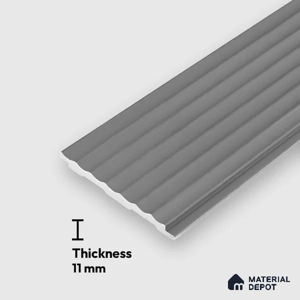 Grey Plain Colour Louver PN 00626 8 ft x 4 inch Charcoal Panel - 11 mm | Suitable for Feature Wall, TV Unit & Living Room | Width is Subjected to 5% Variation