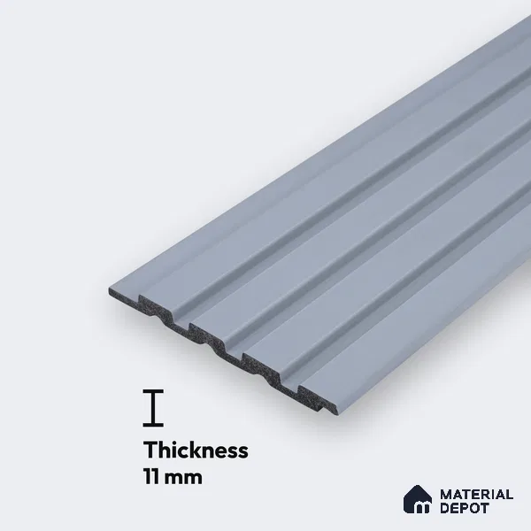 Grey Plain Colour Louver PN 00691 9.5 ft x 4.8 inch Charcoal Panel - 11 mm | Suitable for Feature Wall, TV Unit & Living Room | Width is Subjected to 5% Variation