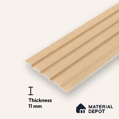 Brown Wooden Louver PN 03397 9.5 ft x 4.8 inch Charcoal Panel - 11 mm | Suitable for Feature Wall, TV Unit & Living Room | Width is Subjected to 5% Variation
