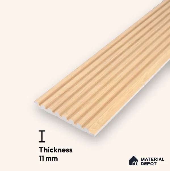 Brown Wooden Louver PN 03398 9.5 ft x 4.8 inch Charcoal Panel - 11 mm | Suitable for Feature Wall, TV Unit & Living Room | Width is Subjected to 5% Variation