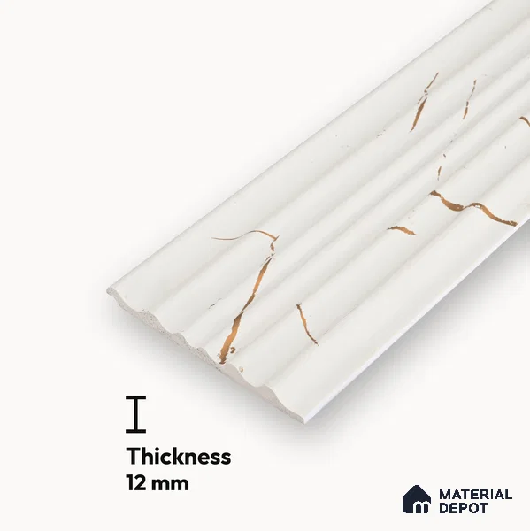 White Plain Colour Look PN 03543 9.5 ft x 4.7 inch Charcoal Panel - 12 mm | Suitable for Feature Wall, TV Unit & Living Room | Width is Subjected to 5% Variation