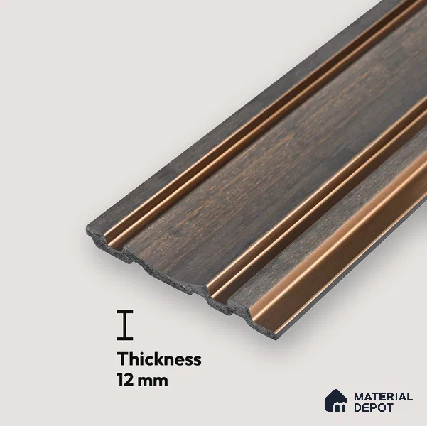 Wooden Look PN 03552 9.5 ft x 4.7 inch Charcoal Panel - 12 mm | Suitable for Feature Wall, TV Unit & Living Room | Width is Subjected to 5% Variation